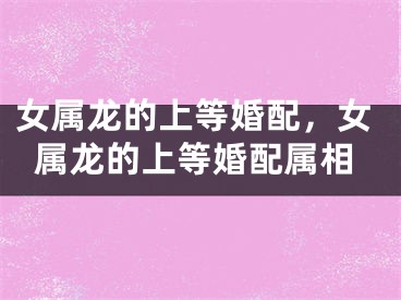 女属龙的上等婚配，女属龙的上等婚配属相