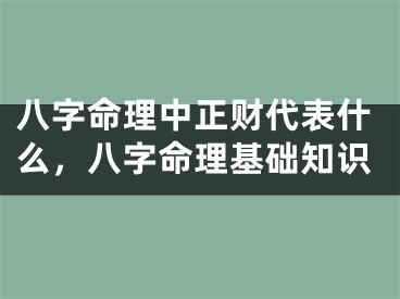 八字命理中正财代表什么，八字命理基础知识