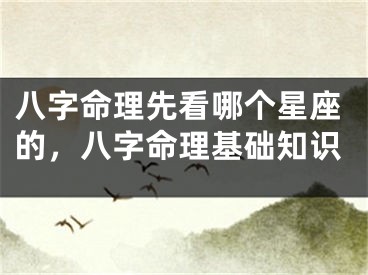 八字命理先看哪个星座的，八字命理基础知识