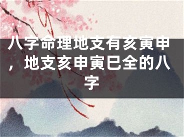 八字命理地支有亥寅申，地支亥申寅巳全的八字