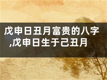 戊申日丑月富贵的八字,戊申日生于己丑月