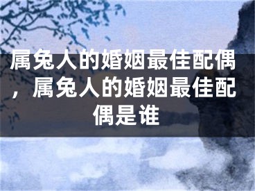 属兔人的婚姻最佳配偶，属兔人的婚姻最佳配偶是谁