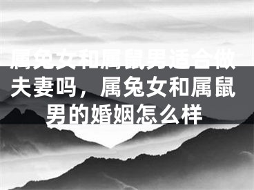 属兔女和属鼠男适合做夫妻吗，属兔女和属鼠男的婚姻怎么样