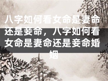 八字如何看女命是妻命还是妾命，八字如何看女命是妻命还是妾命婚姻