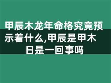 甲辰木龙年命格究竟预示着什么,甲辰是甲木日是一回事吗
