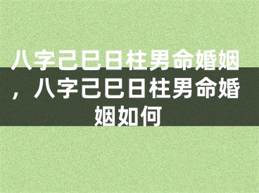 八字己巳日柱男命婚姻，八字己巳日柱男命婚姻如何