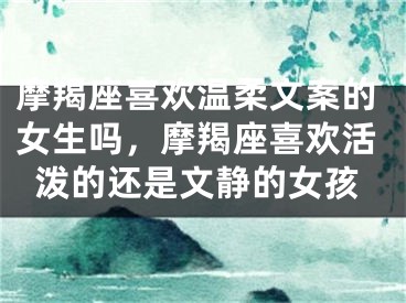 摩羯座喜欢温柔文案的女生吗，摩羯座喜欢活泼的还是文静的女孩