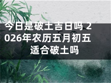 今日是破土吉日吗 2026年农历五月初五适合破土吗