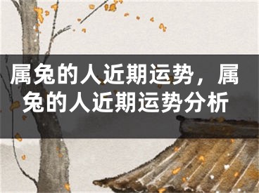 属兔的人近期运势，属兔的人近期运势分析