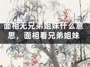 面相无兄弟姐妹什么意思，面相看兄弟姐妹