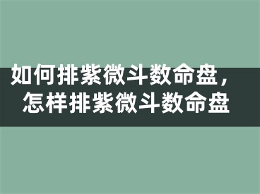 如何排紫微斗数命盘，怎样排紫微斗数命盘