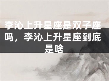 李沁上升星座是双子座吗，李沁上升星座到底是啥