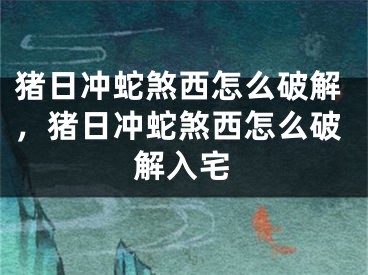 猪日冲蛇煞西怎么破解，猪日冲蛇煞西怎么破解入宅