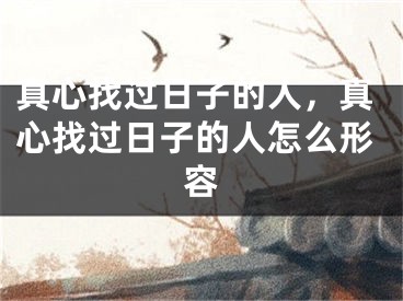 真心找过日子的人，真心找过日子的人怎么形容