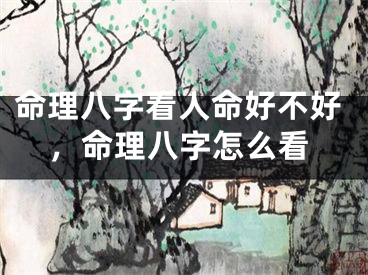 命理八字看人命好不好，命理八字怎么看