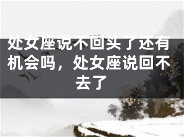 处女座说不回头了还有机会吗，处女座说回不去了