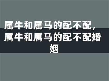 属牛和属马的配不配，属牛和属马的配不配婚姻