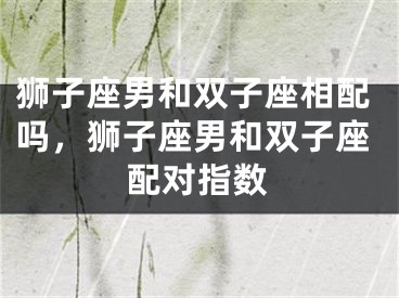 狮子座男和双子座相配吗，狮子座男和双子座配对指数