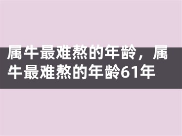 属牛最难熬的年龄，属牛最难熬的年龄61年