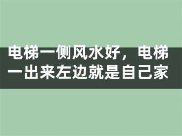 电梯一侧风水好，电梯一出来左边就是自己家