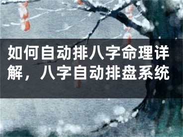 如何自动排八字命理详解，八字自动排盘系统