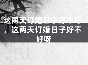 这两天订婚日子好不好，这两天订婚日子好不好呀