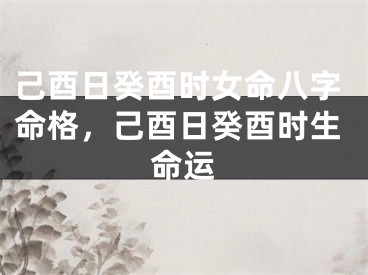 己酉日癸酉时女命八字命格，己酉日癸酉时生命运