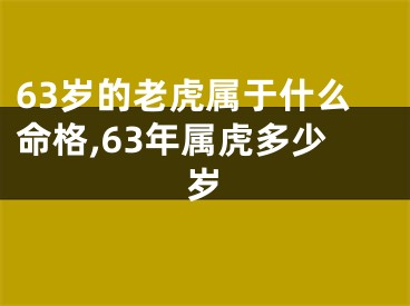 63岁的老虎属于什么命格,63年属虎多少岁