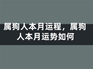 属狗人本月运程，属狗人本月运势如何