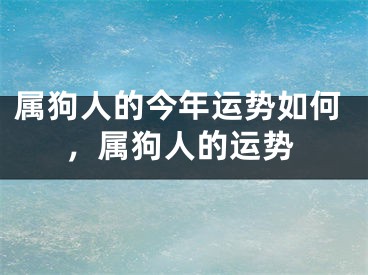 属狗人的今年运势如何，属狗人的运势
