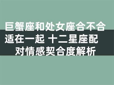巨蟹座和处女座合不合适在一起 十二星座配对情感契合度解析