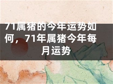 71属猪的今年运势如何,71年属猪今年每月运势