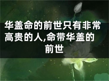 华盖命的前世只有非常高贵的人,命带华盖的前世