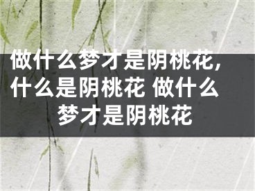 做什么梦才是阴桃花,什么是阴桃花 做什么梦才是阴桃花