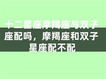十二星座摩羯座与双子座配吗，摩羯座和双子星座配不配