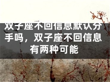 双子座不回信息默认分手吗，双子座不回信息有两种可能