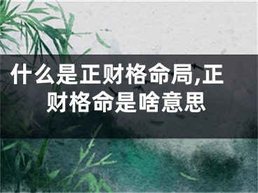 什么是正财格命局,正财格命是啥意思