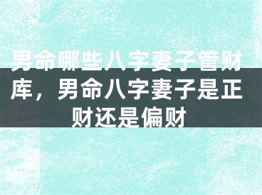 男命哪些八字妻子管财库，男命八字妻子是正财还是偏财