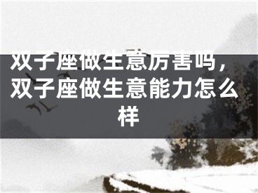 双子座做生意厉害吗，双子座做生意能力怎么样