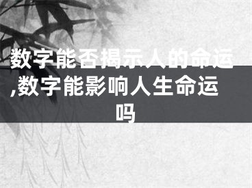 数字能否揭示人的命运,数字能影响人生命运吗