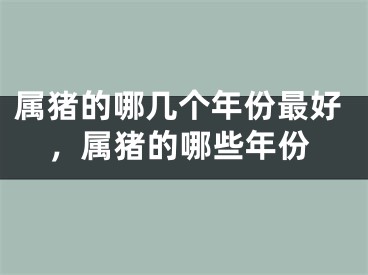 属猪的哪几个年份最好，属猪的哪些年份