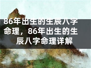 86年出生的生辰八字命理，86年出生的生辰八字命理详解