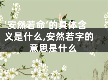 ‘安然若命’的具体含义是什么,安然若字的意思是什么