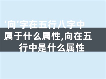 ‘向’字在五行八字中属于什么属性,向在五行中是什么属性