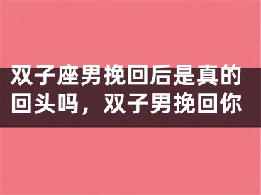 双子座男挽回后是真的回头吗，双子男挽回你