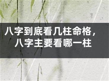 八字到底看几柱命格，八字主要看哪一柱