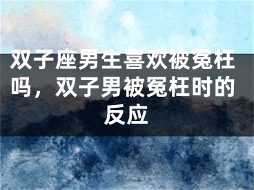 双子座男生喜欢被冤枉吗,双子男被冤枉时的反应