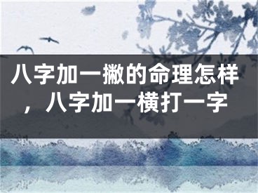 八字加一撇的命理怎样，八字加一横打一字