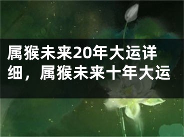 属猴未来20年大运详细，属猴未来十年大运
