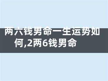 两六钱男命一生运势如何,2两6钱男命